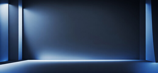 futuristic empty wall background for product showcase room with curtains and spotlights