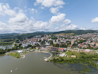 Aerial view of the recreational zone in the town of Namestovo in Slovakia