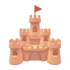 Beach Sand castle Wonder 3D Icon of a Beachside Sandcastle