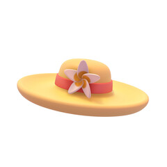 Vacation Hat with Blooming Flowers 3D Icon for a Stylish Getaway