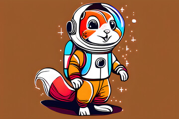 baby chipmunk Astronaut character. Generative AI