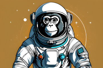 monkey Astronaut character. Generative AI