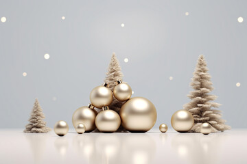 Fototapeta na wymiar Minimal silver Christmas decoration background