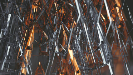 Abstract modern glass wallpaper for presentation - light orange sparks on dark backround