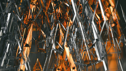Abstract modern glass wallpaper for presentation - light orange sparks on dark backround