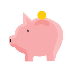 piggy bank with a coin