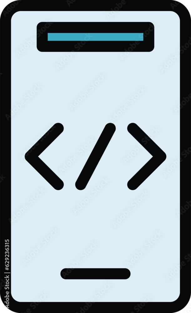 Poster code smartphone icon outline vector. cms development. computer page color flat