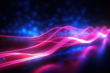 Obraz premium abstract futuristic background with pink blue glowing neon moving high speed wave lines and bokeh lights. Data transfer concept Fantastic wallpaper