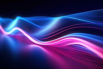 Fototapeta premium abstract futuristic background with pink blue glowing neon moving high speed wave lines and bokeh lights. Data transfer concept Fantastic wallpaper