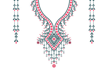 ethnic collar lace pattern traditional. Aztec style embroidery abstract vector illustration. Designs for fashion for women, kaftan for women, fashion for men, kaftan for men