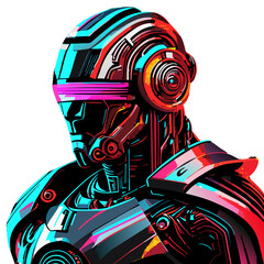 Cyborg. Vector illustration of a futuristic robot isolated on translucent background