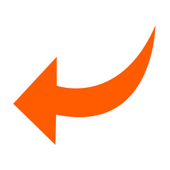 Curved arrow. Color flat ui for website. Top symbol for button isolated on white background. Vector illustration. Replaceable vector design.