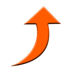 Curved arrow. Color flat ui for website. Top symbol for button isolated on white background. Vector illustration. Replaceable vector design.