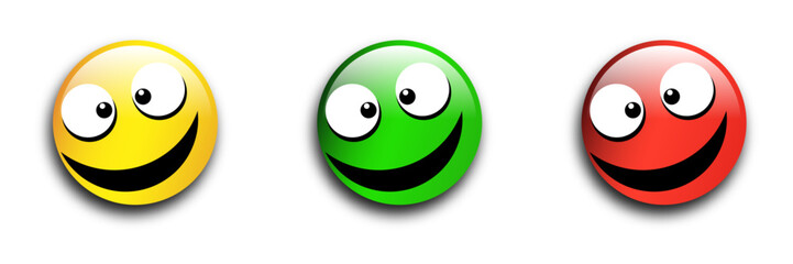 Crazy smile icon set. Cartoon vector illustration.