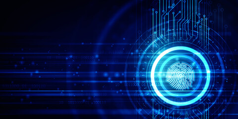 2d Illustration Fingerprint Scanning Technology Concept 