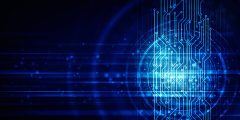 2d illustration Abstract futuristic electronic circuit technology background