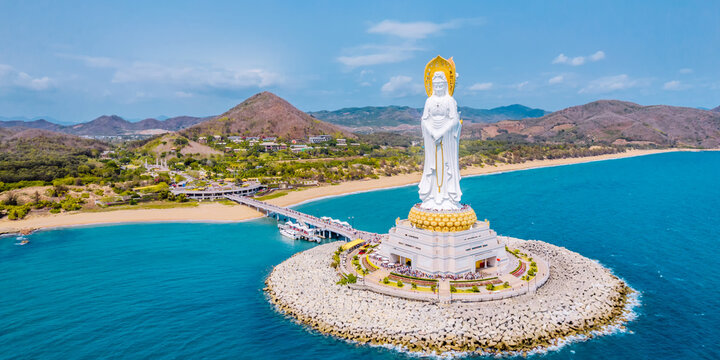 Guanyin Aerial Photography of Nanshan Cultural Tourism Area in Sanya, Hainan, China