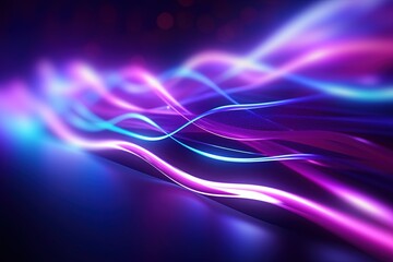 Naklejka premium abstract futuristic background with pink blue glowing neon moving high speed wave lines and bokeh lights. Data transfer concept Fantastic wallpaper