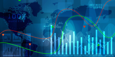 2d rendering Stock market online business concept. business Graph 
