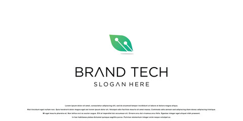 Creative technology logo design with modern style| energy logo| nature tech| premium vector