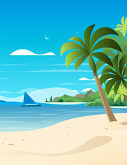 Fototapeta na wymiar empty tropical beach seaside view sea vacation destination ocean holiday travel concept
