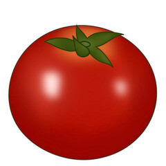 A popular edible vegetable ( tomato with leaves)