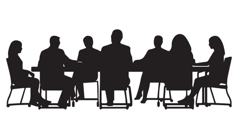 Group of business people meeting silhouette vector illustration
