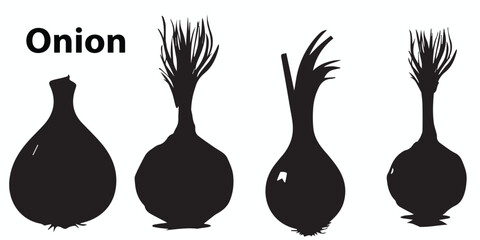 A set of silhouette onion vector illustration
