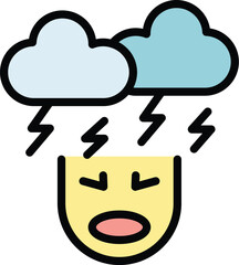 Stress storm icon outline vector. Panic attack. Mental fear color flat