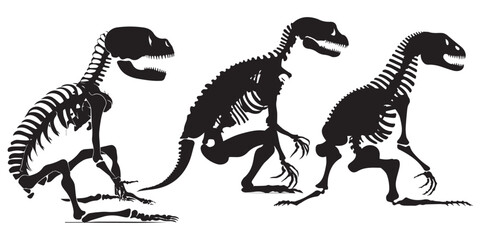 A Set of silhouette Dinosaur Skull vector illustration