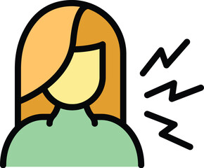 Woman stress icon outline vector. Panic attack. Mental fear color flat