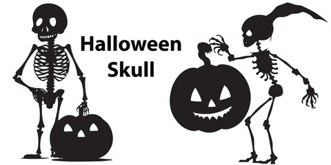 Silhouette skull trick or treat halloween illustration