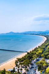 Fototapeta premium Aerial photo of the coastline of Yemeng Corridor in Sanya Bay, Hainan, China