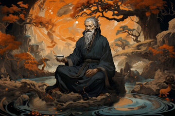 Harmony of Nature: Taoist Master Finding Serenity