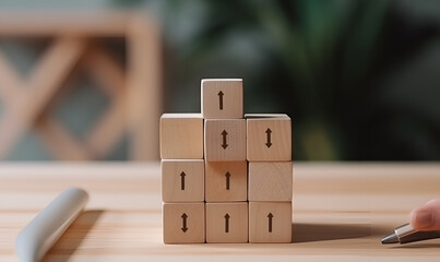 Stack of Wooden Blocks with Arrows