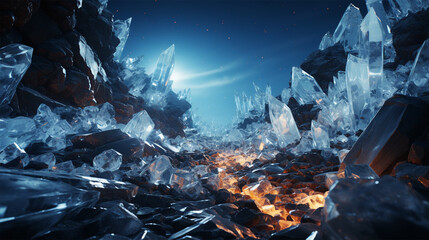 crystal winter mountain landscape, generative ai