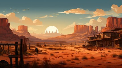 Background for game desert wild west illustration Generative AI