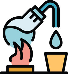 Lab experiment icon outline vector. Laboratory research. Chemistry science color flat