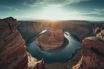 Fototapeta premium Gorgeous view of the Horseshoe bend during a picturesque sunset