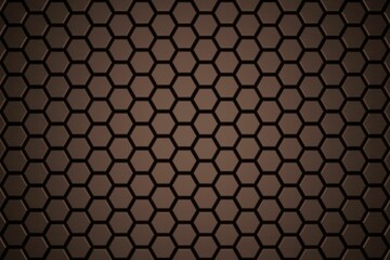Abstract illustration featuring a brown geometric pattern of interlocking hexagons