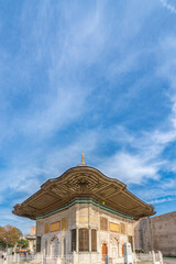 sky with hagia sophia church and museum and minarets