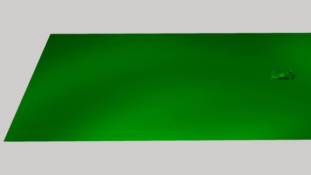 Car driving along plane and jumping gap in green and white render