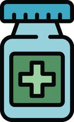 Obraz premium Pill specialist help icon outline vector. Clinic health. Care person color flat