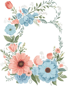 Floral Design vector , Circle frame of flower Vector Image