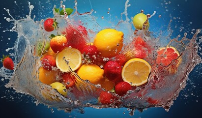 Huge Fruit Splash of Orange and Purple, Commercial Photography.
