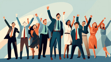 Obraz premium Successful company with happy workers