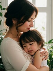 Mother and Daughter Share a Touching Moment, Portraying the Eternal Love and Nurturing Spirit