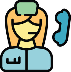 Call doctor help icon outline vector. Medical hospital. Health clinic color flat