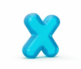 3D render of the blue jelly letter X on a white background
