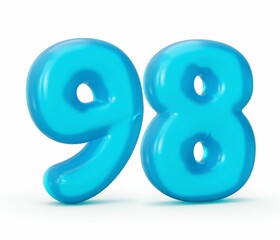 Blue number 98 stands out against a clean white background, highlighting its distinct form